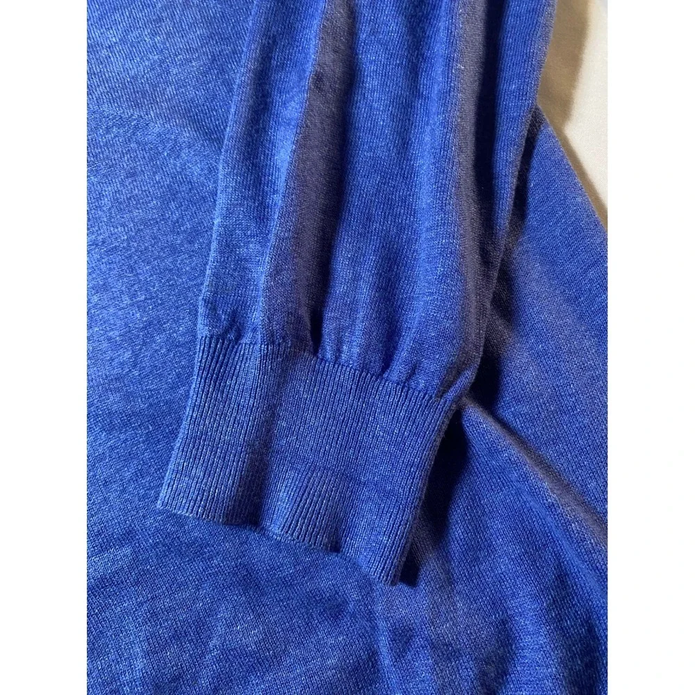 Banana Republic Mens Silk Linen V-Neck Sweater Blue Large RN54023